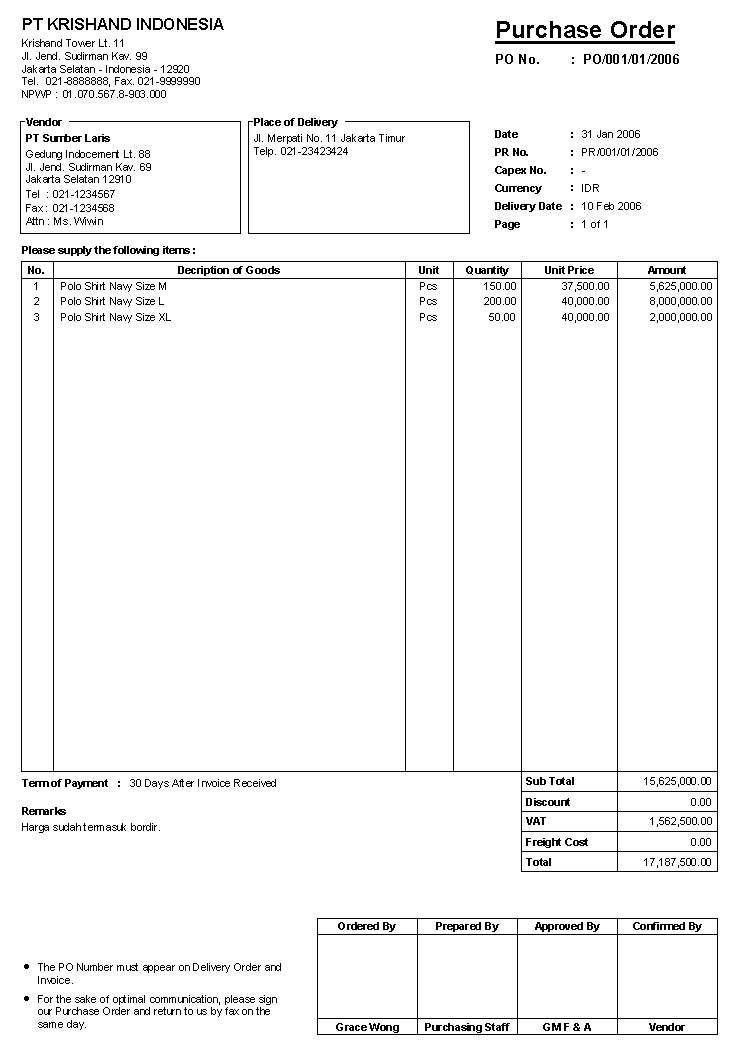 Contoh purchase order - lasopathin