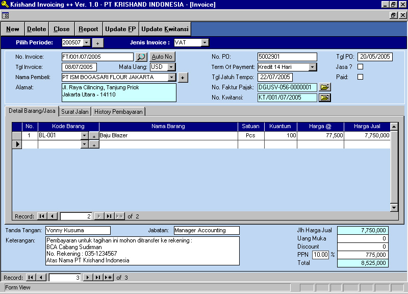 Invoice / Faktur Penjualan