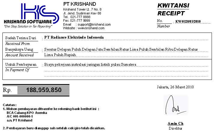 Program Tanda Terima Pembayaran