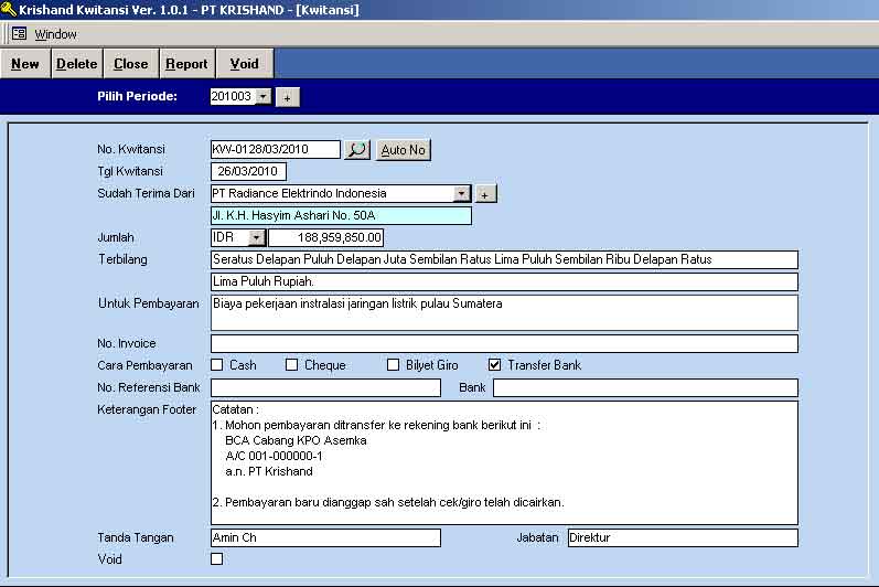 Software Program Krishand Kwitansi Cetak Bukti