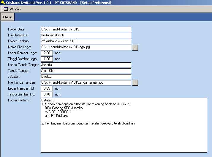 Software Program Krishand Kwitansi Cetak Bukti