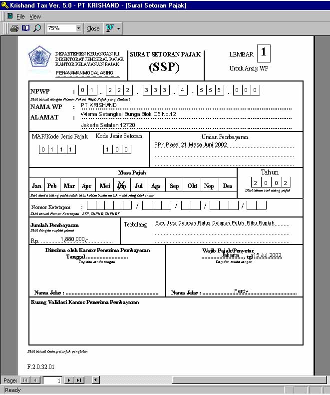 form surat setoran pajak elektronik