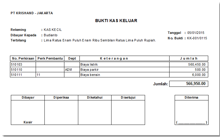 Bukti kas keluar kaitannya dengan kas kecil biasanya digunakan dalam transaksi